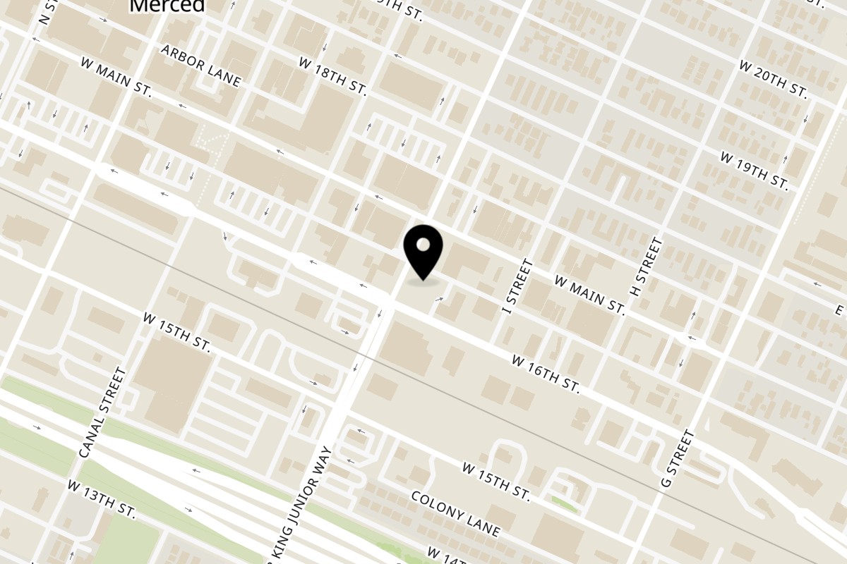 Map showing the location of Saechao Food Truck on 1616 Martin Luther King Jr Way #1 in Merced